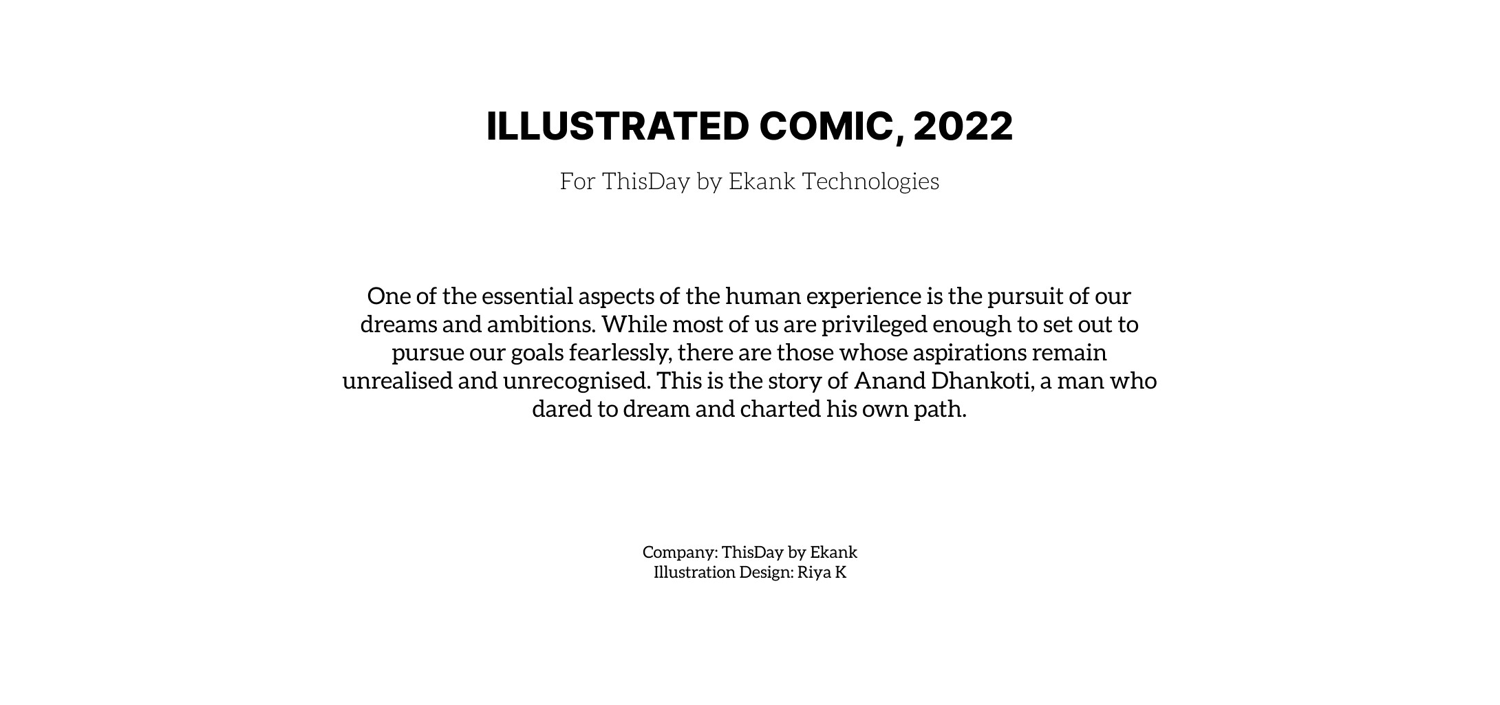 Introduction page for Dancing to His Tune, an illustrated comic made for ThisDay by Ekank Technologies in 2022