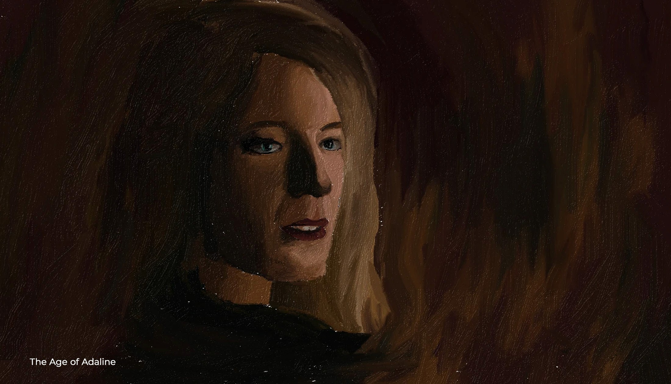 Fresh Paint study of a woman's face in low light, from The Age of Adaline