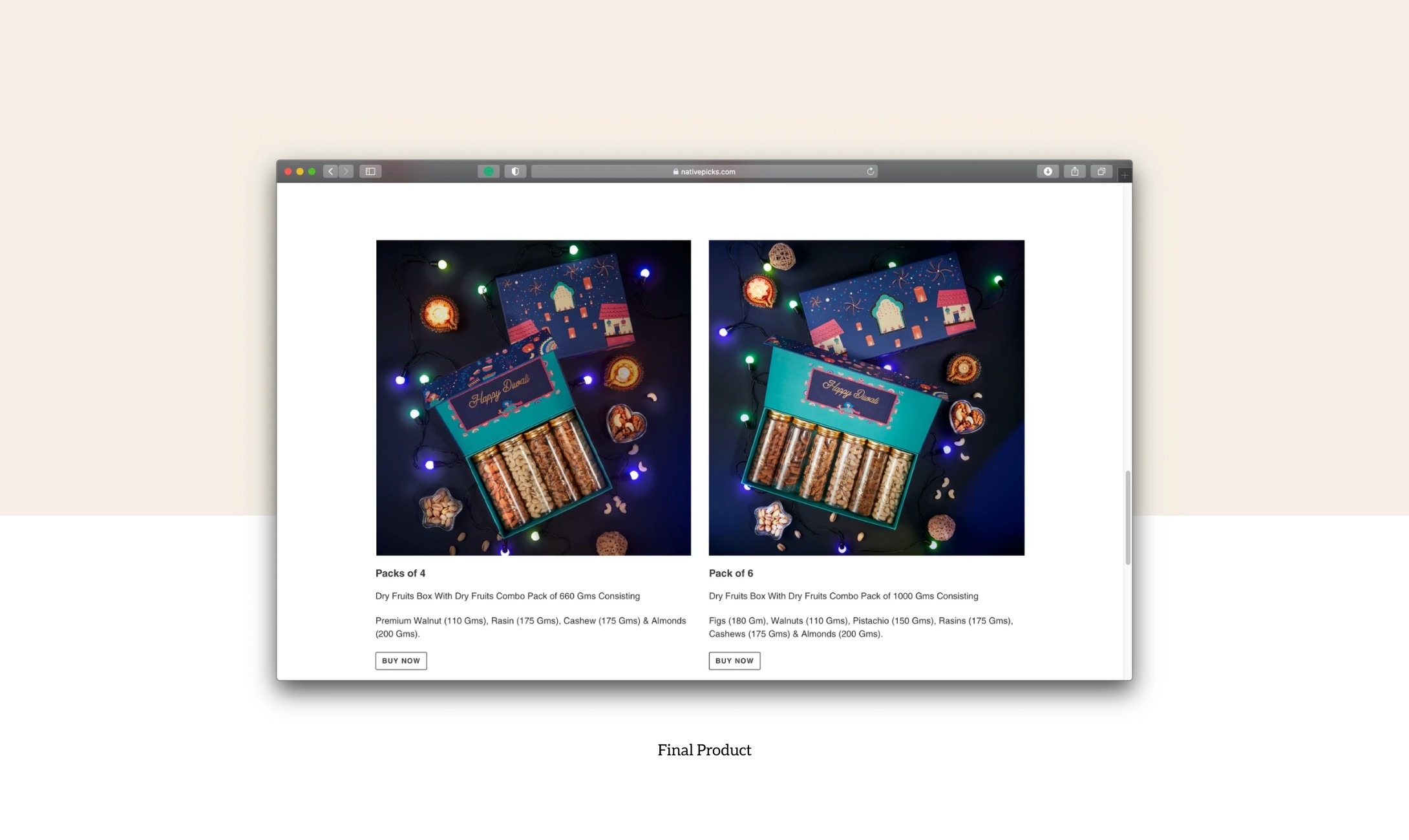 The final Native Picks packaging shown on the brand's website