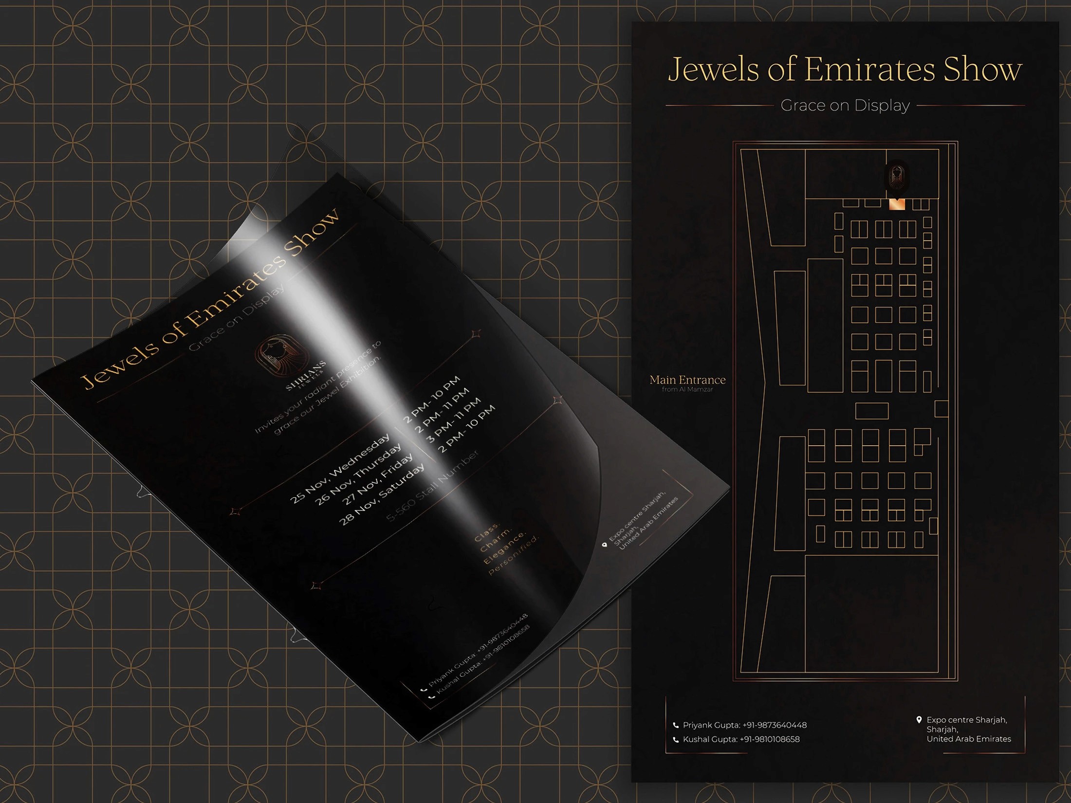Shrians Jewels exhibition brochure and stall layout for the Jewels of Emirates Show