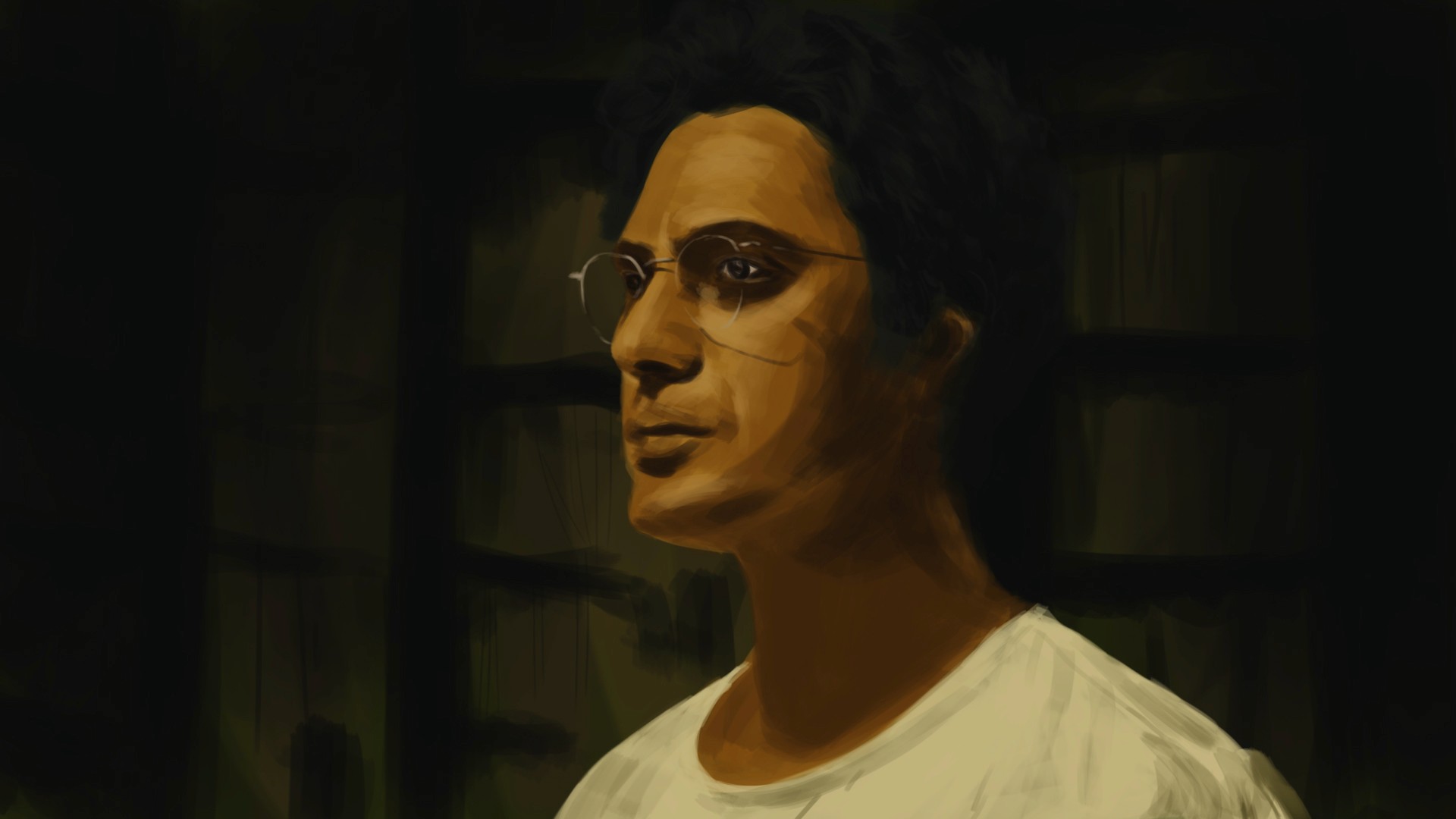 Digital painting study of Nawazuddin Siddiqui as Saadat Hasan Manto, from Manto