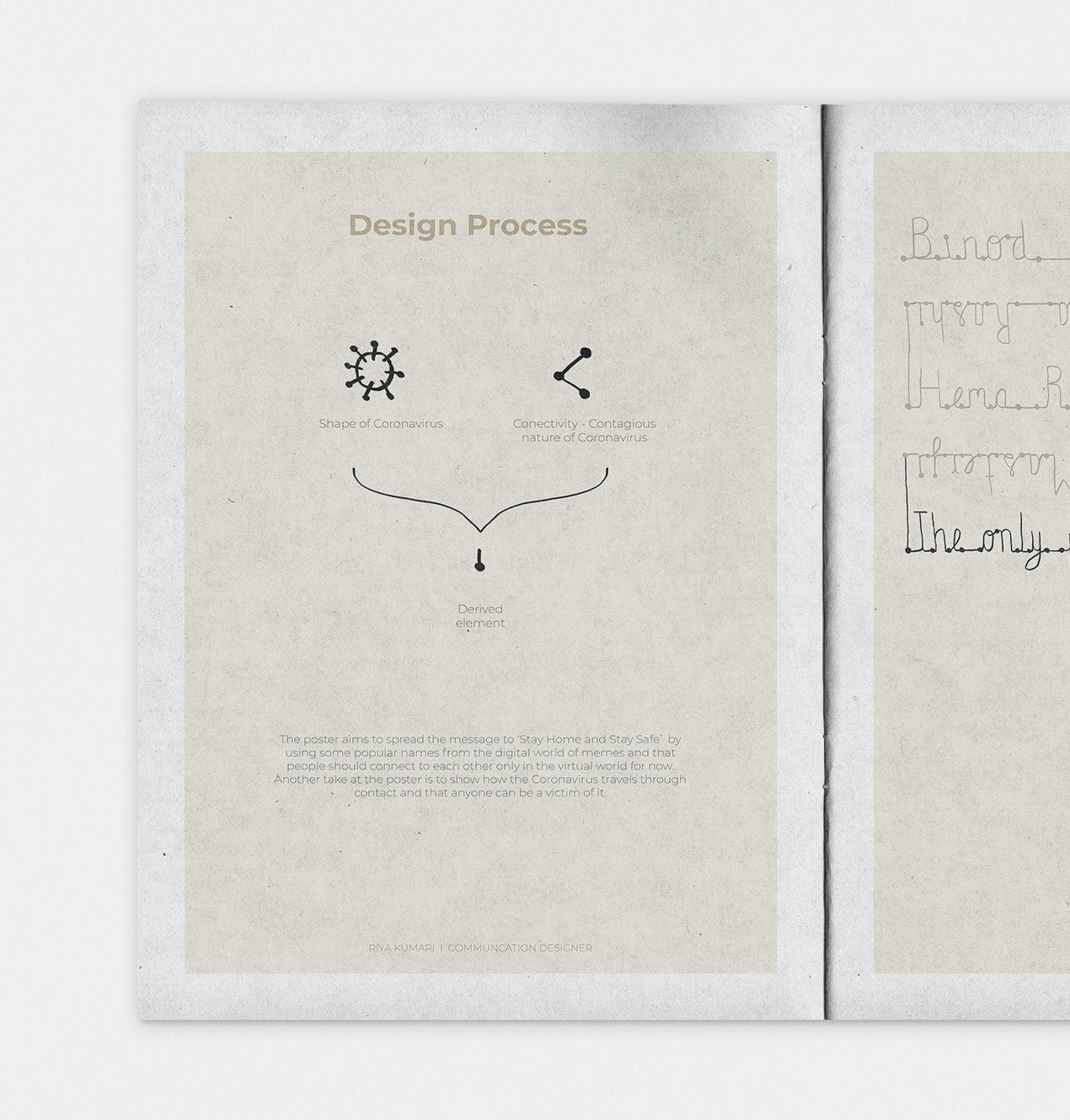 Design process page for the Stay Home, Watch Memes, Stay Safe poster