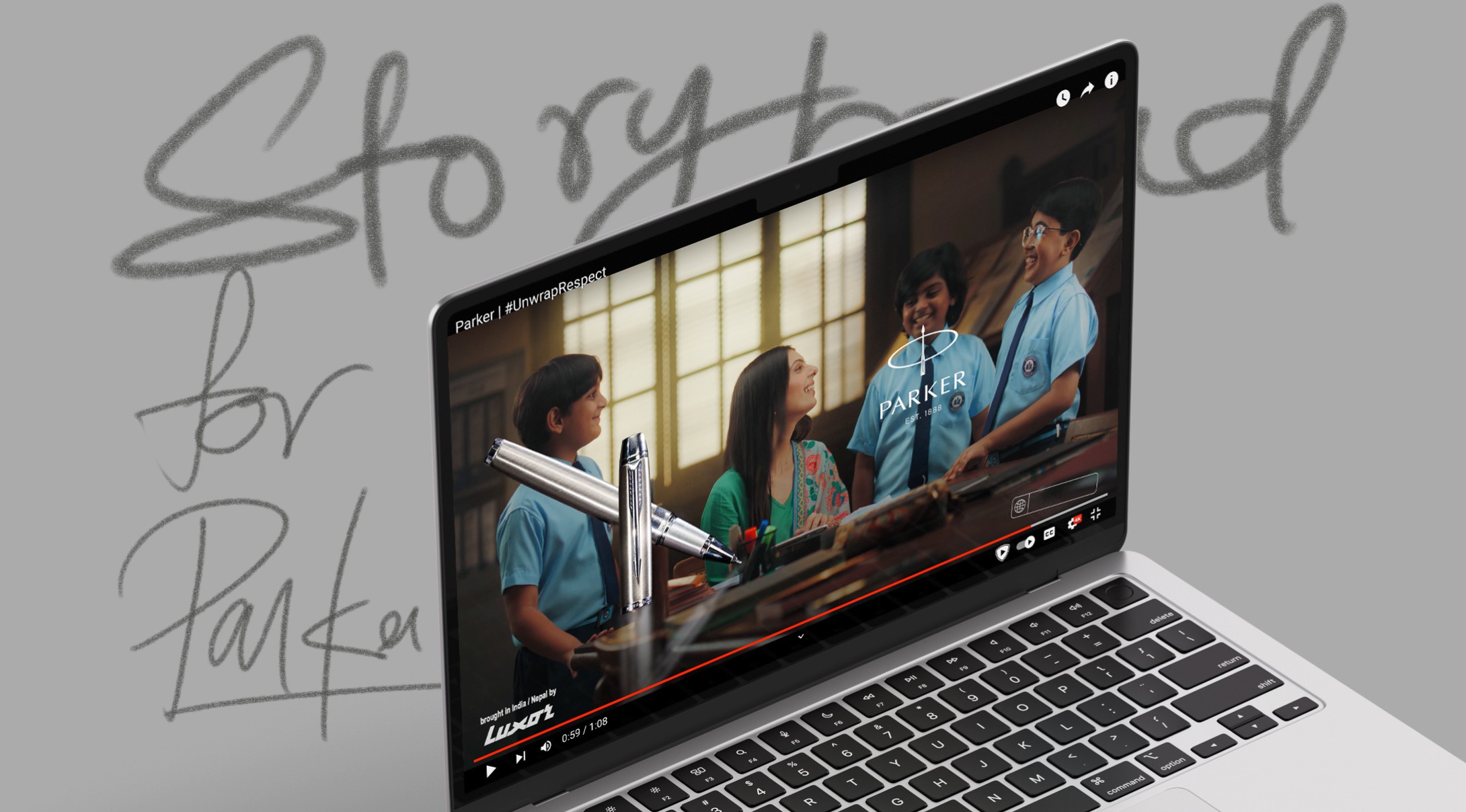 Parker Pens TV commercial with schoolchildren playing on a laptop, storyboarded by Riya Kumari