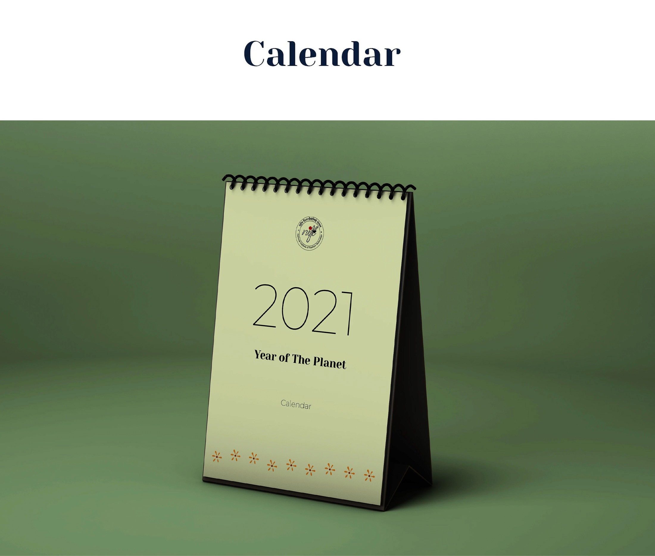Year of the Planet 2021 desk calendar mockup on green