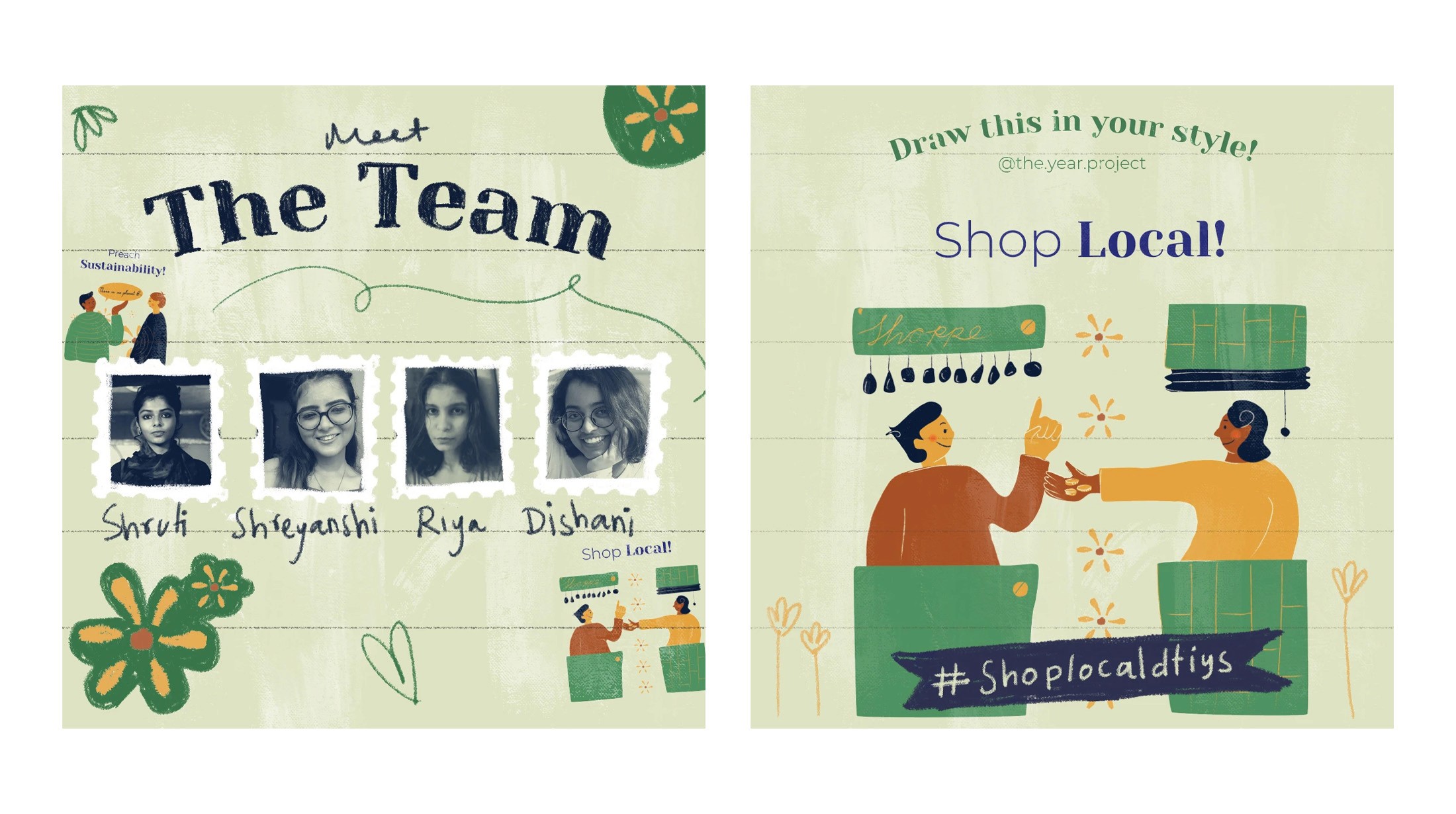 Instagram posts for The Year Project: Meet the Team and Shop Local