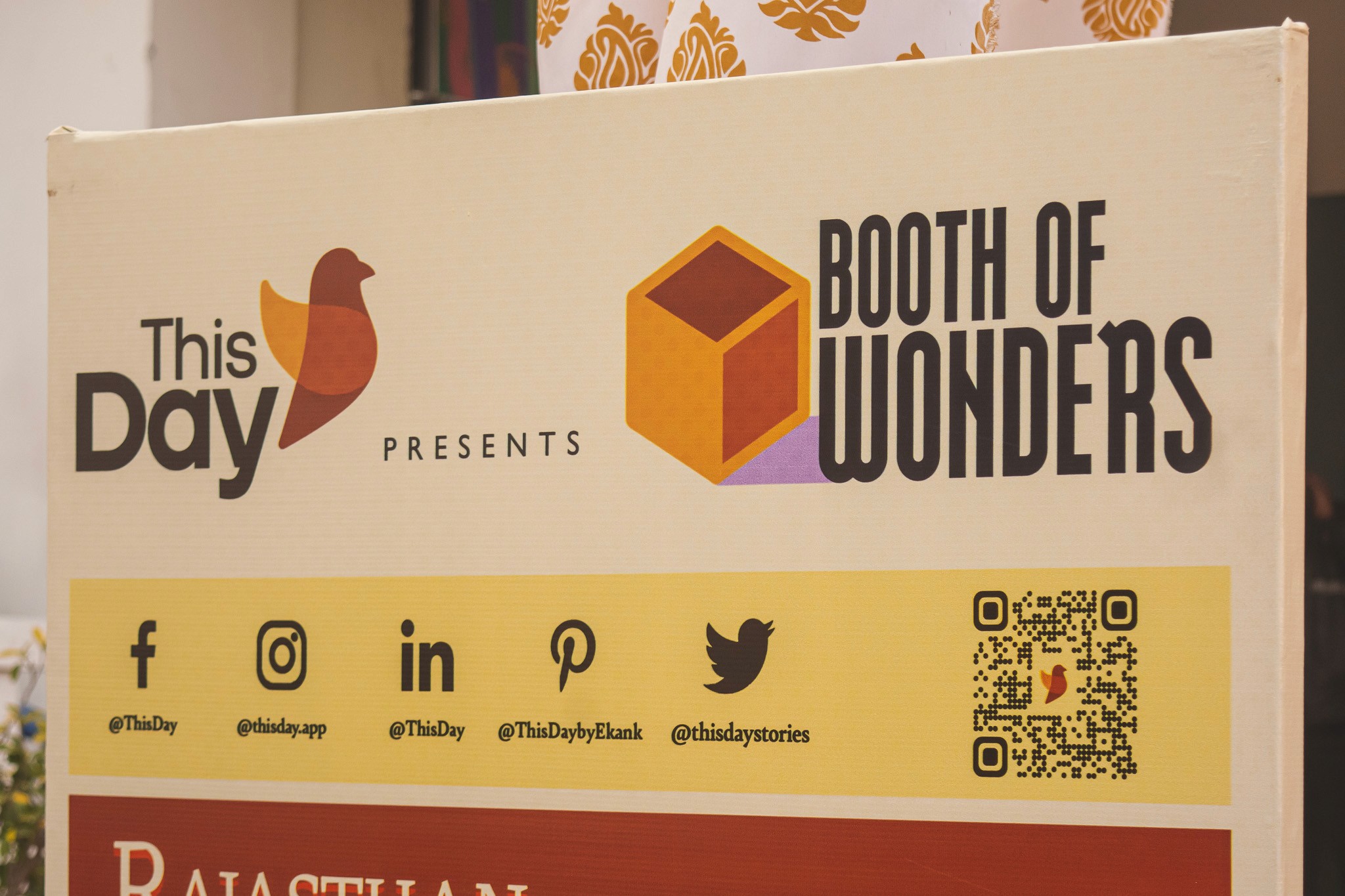 ThisDay Presents Booth of Wonders sign at the Jaipur Literature Festival