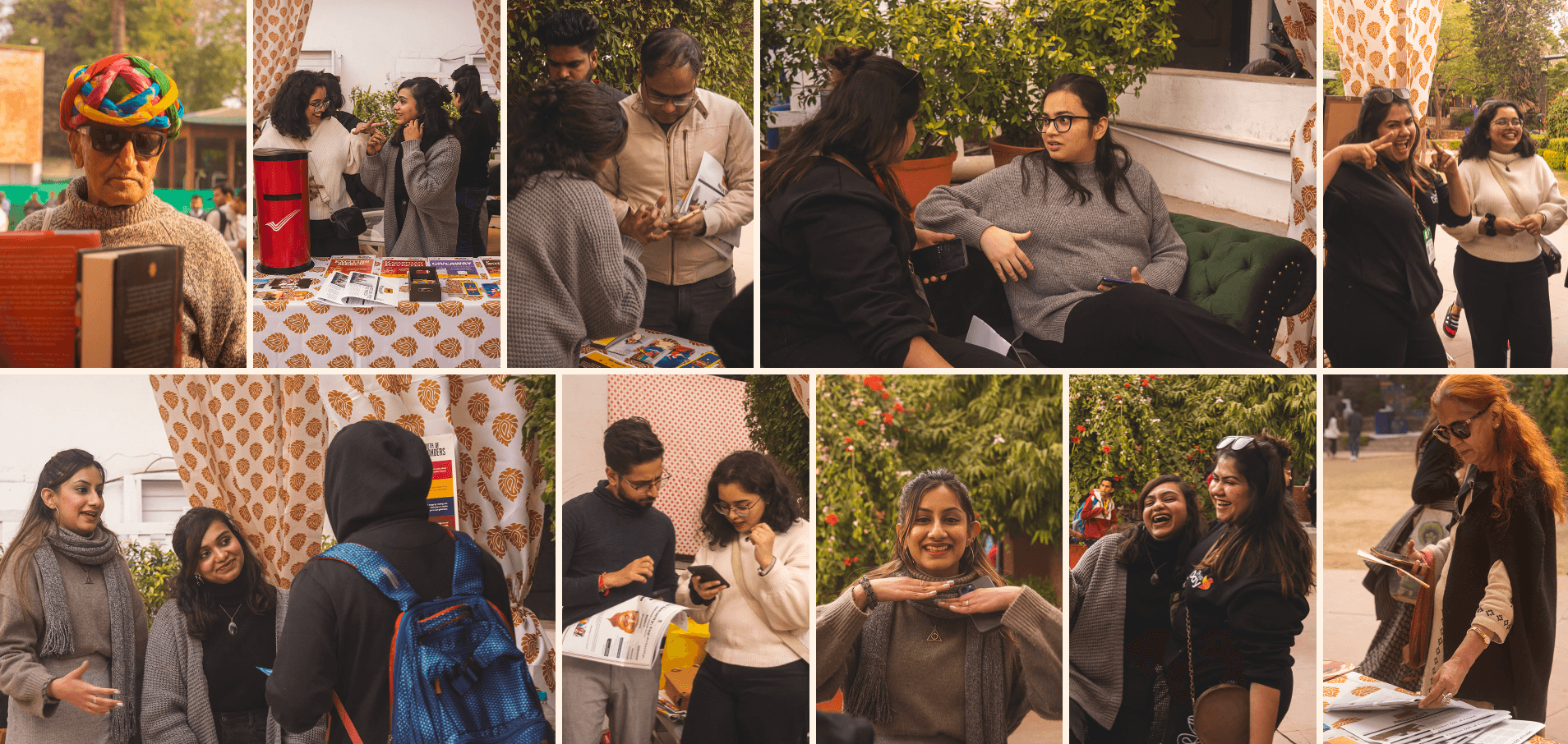 Collage of portraits of visitors at the ThisDay booth at the Jaipur Literature Festival