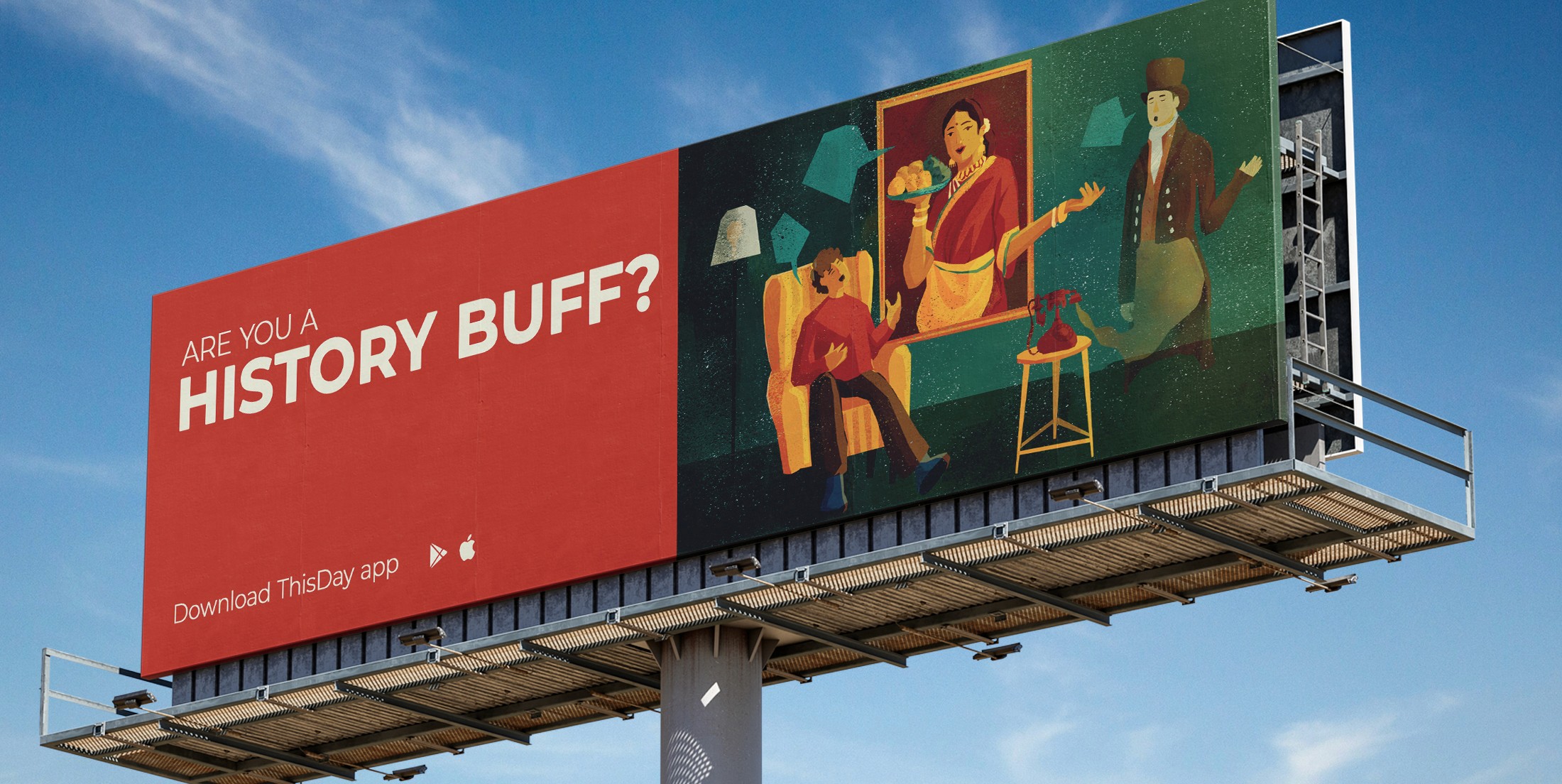 Billboard mockup: Are you a history buff? Download the ThisDay app